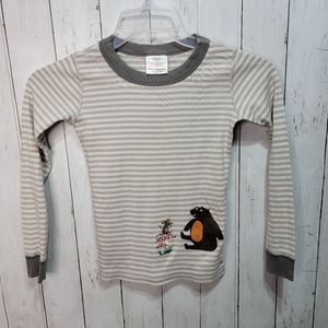 Hanna Andersson Youth Gray Stripe Pajama Shirt Size 8 100% Cotton.